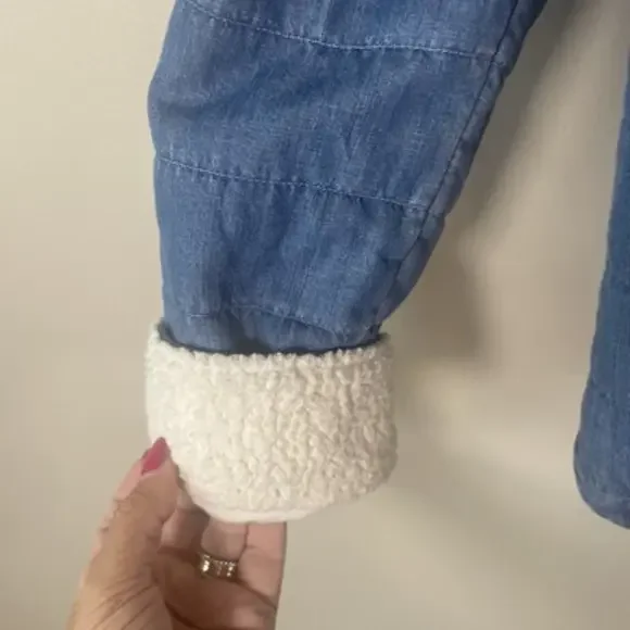 LL Bean Jean Quilted Chore Sherpa Jacket Size Medium Pockets Casual NWT - Picture 4 of 12